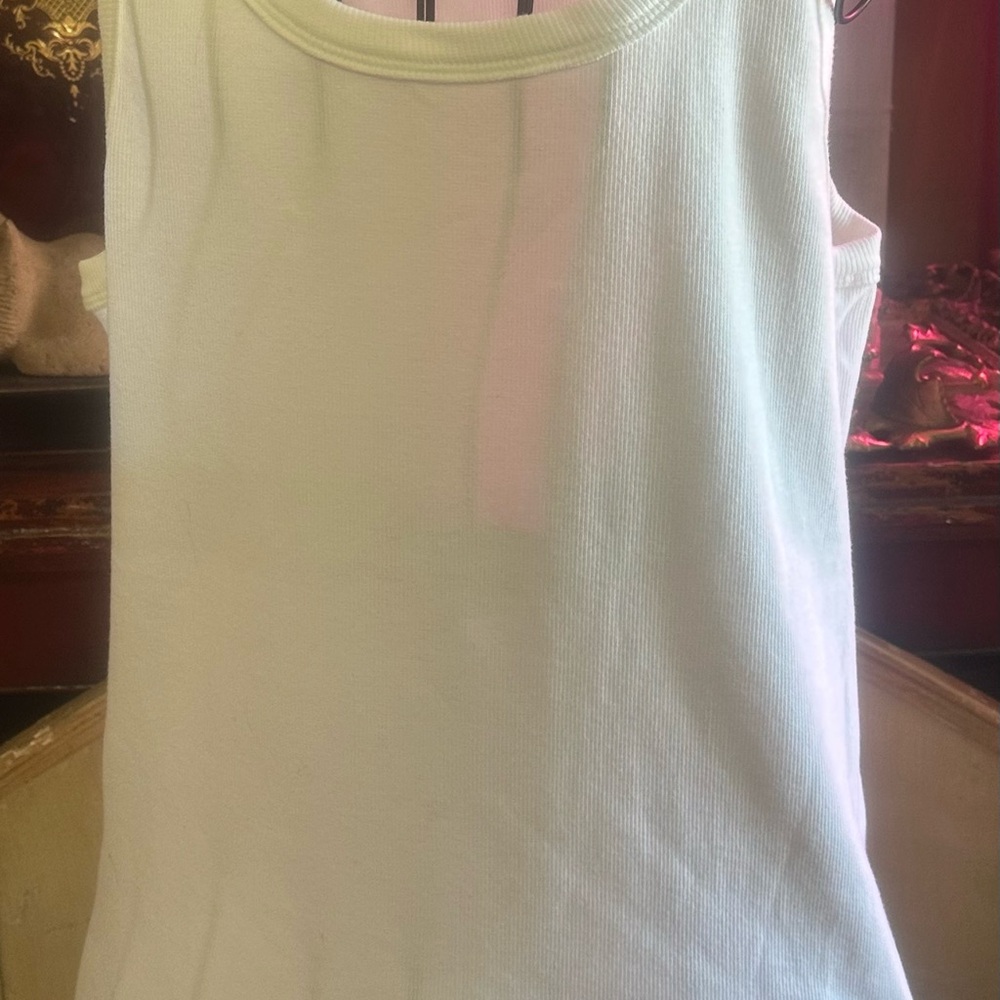Talbots Tank Top Womens Size Large White Cotton/Spandex Blend !
